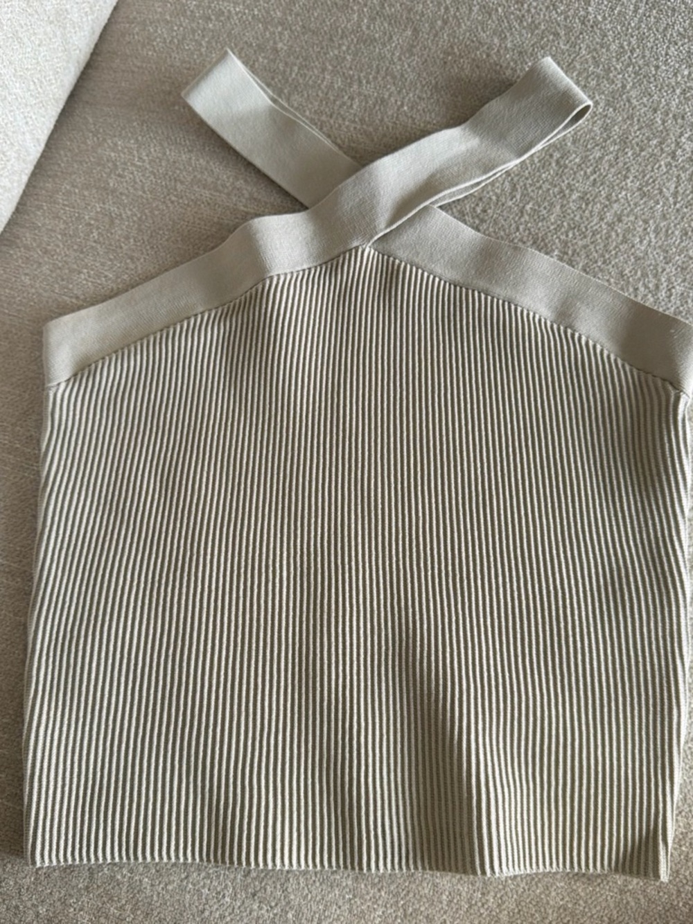Babaton Ribbed Cross-Strap Tank - Cream - Picture 1 of 2